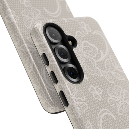 Lace Phone Case for iPhone Samsung Pixel – Cream Floral Elegant Aesthetic - JGUS