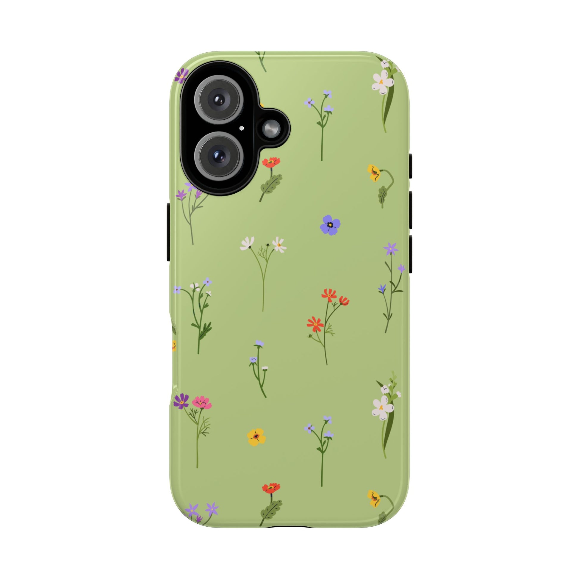 Pastel Green Wildflower Phone Case – Cute Floral Pattern for iPhone & Samsung - JGUS