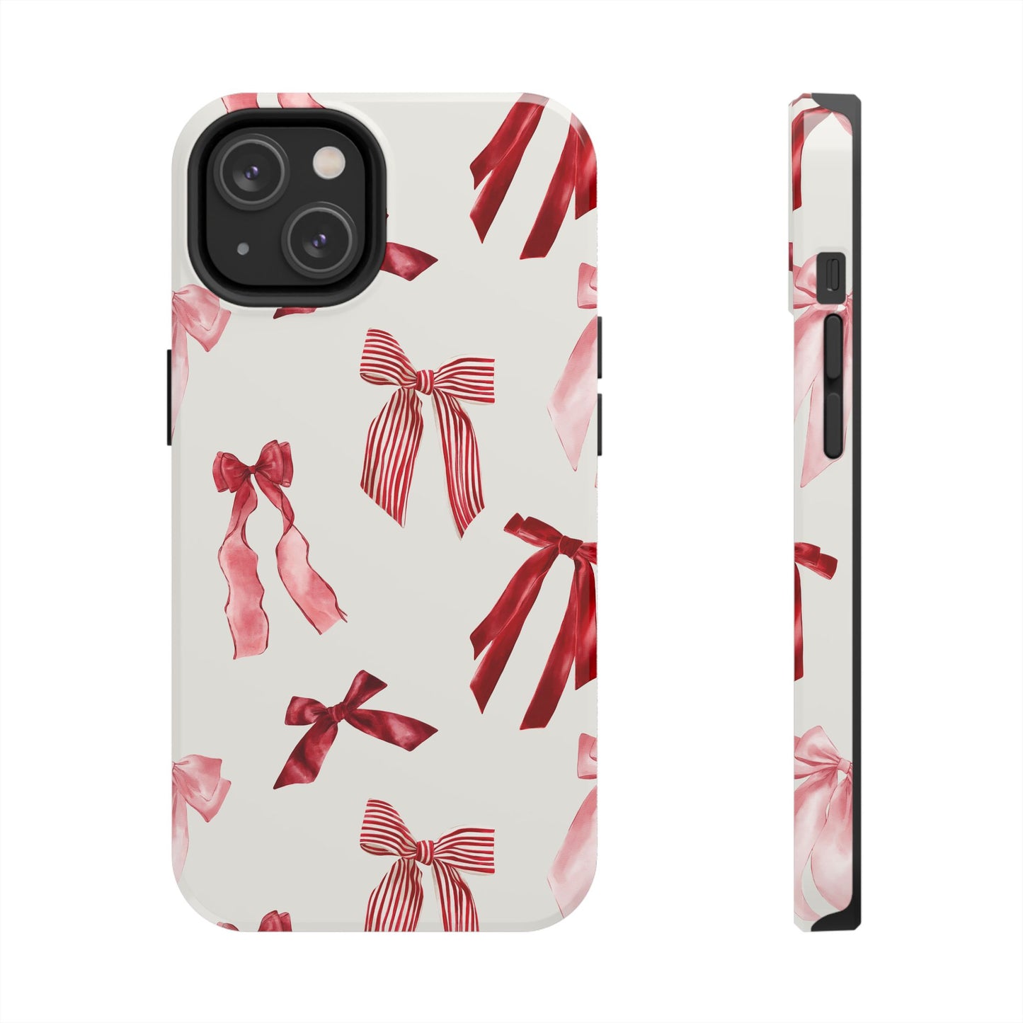 Burgundy Chic Bow Design Phone Case – Customizable, Dual-Layer Protection for iPhone & Samsung