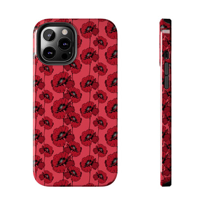 Scarlet Sketch | Red Poppy Floral Phone Case – Aesthetic Protective Cover for iPhone & Samsung