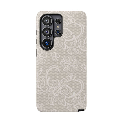 Lace Phone Case for iPhone Samsung Pixel – Cream Floral Elegant Aesthetic - JGUS