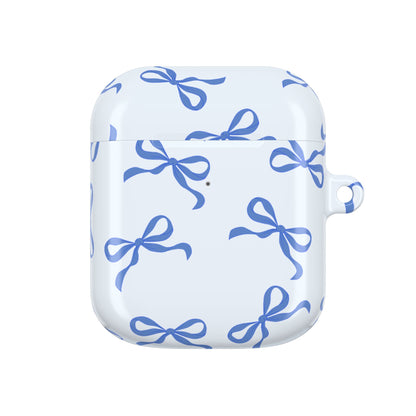 Vintage Blue Bow Art Shockproof & Scratch-Resistant AirPods Case – Wireless Charging Compatible