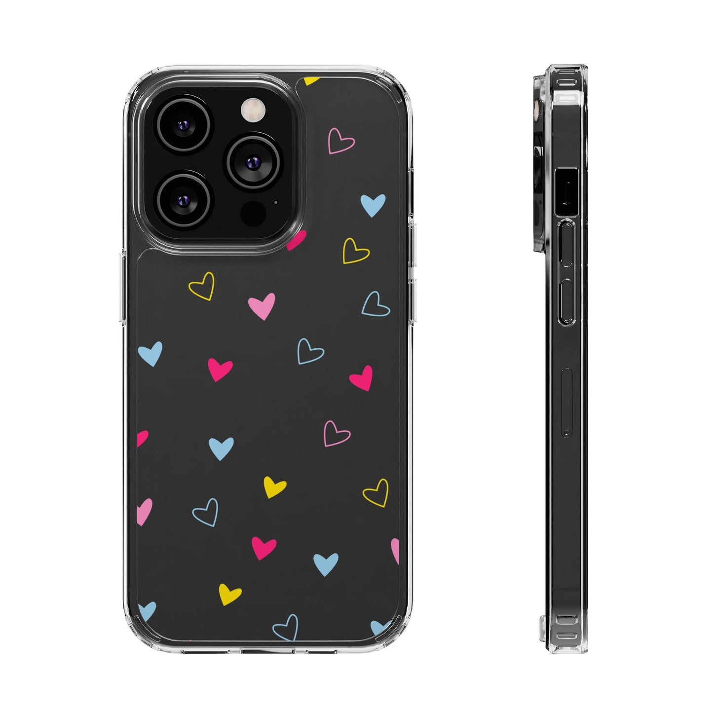 Transparent Heart Design Pattern Clear Phone Case