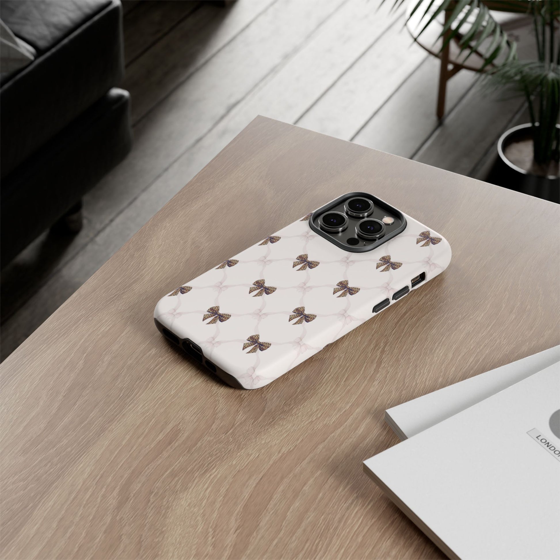 Chic Bow Pattern Phone Case | Elegant Clear Protective Case | Stylish iPhone & Samsung Cover - JGUS