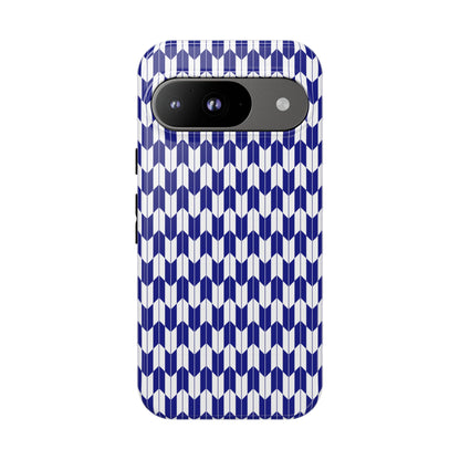 Navy Blue Geometric Phone Case for iPhone Samsung Pixel – Minimal Pattern Modern Aesthetic - JGUS
