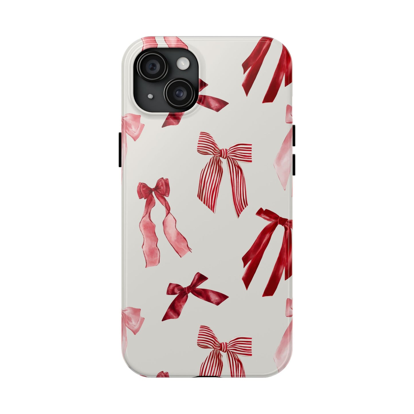 Burgundy Chic Bow Design Phone Case – Customizable, Dual-Layer Protection for iPhone & Samsung