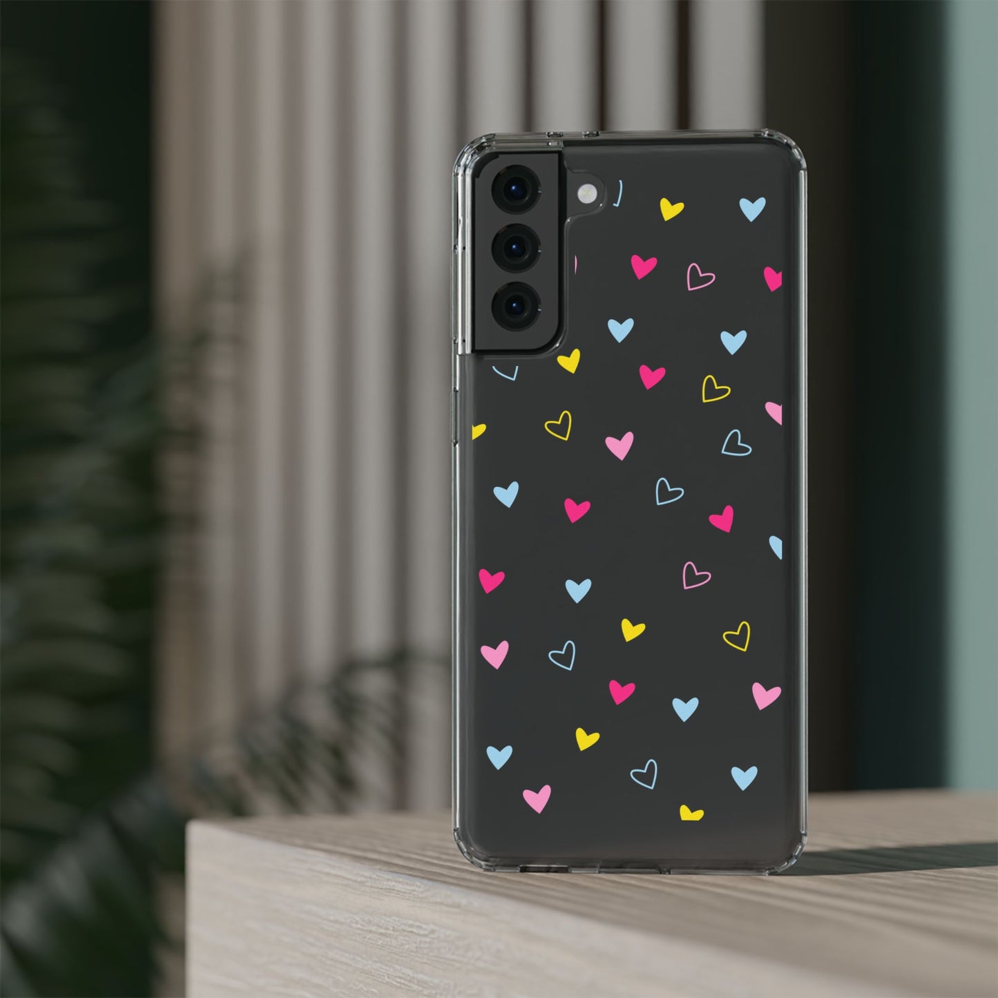 Transparent Heart Design Pattern Clear Phone Case