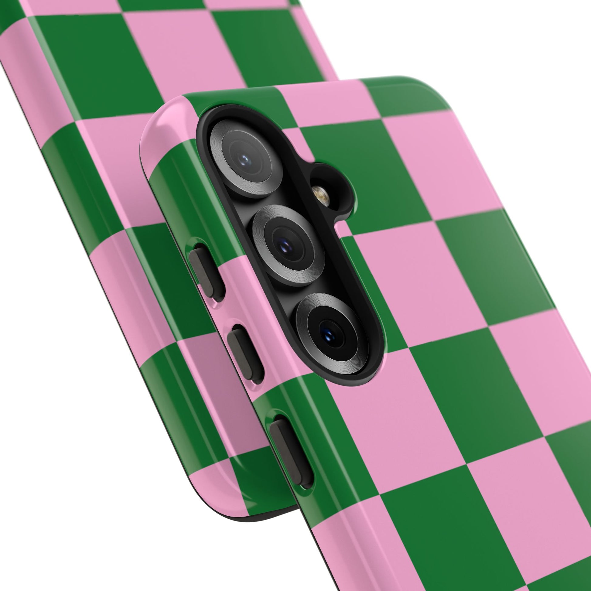 Pink Retro Checkered Phone Case – 90s Aesthetic, Vintage Grid Pattern for iPhone & Samsung - JGUS