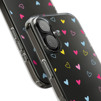 Transparent Heart Design Pattern Clear Phone Case