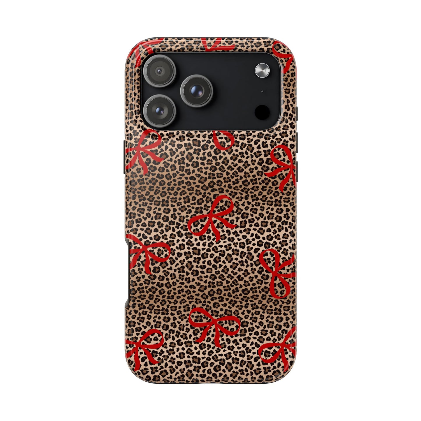 Bold Bow Leopard Print Phone Case – Aesthetic Protective Cover for iPhone & Samsung - Fashionable Animal Print Cover