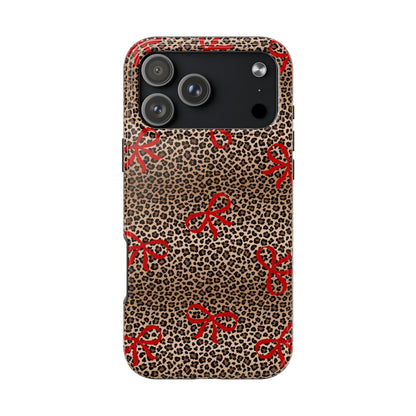 Bold Bow Leopard Print Phone Case – Aesthetic Protective Cover for iPhone & Samsung - Fashionable Animal Print Cover