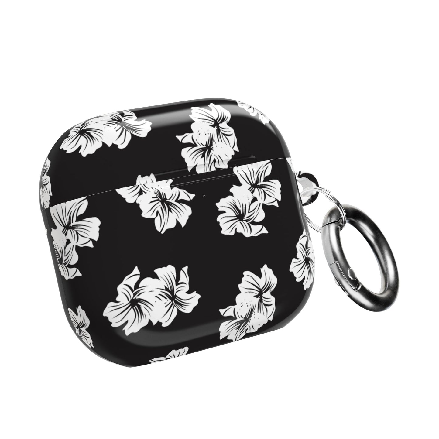Black & White Floral Shockproof & Scratch-Resistant AirPods Case – Wireless Charging Compatible