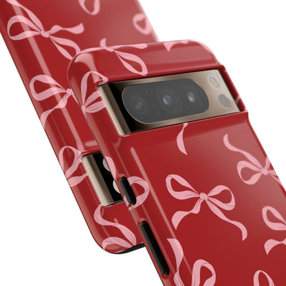 Pink Bows on Red Phone Case - JGUS