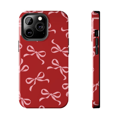 Pink Bows on Red Phone Case