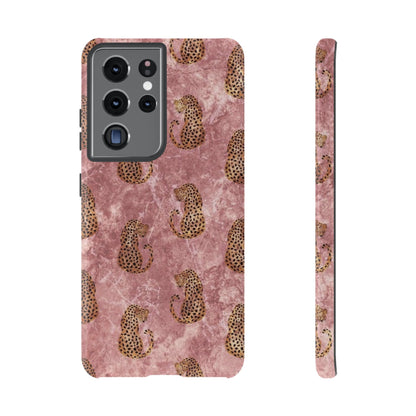 Pink Leopard Print Marble Phone Case – Cute Animal Design for iPhone & Samsung