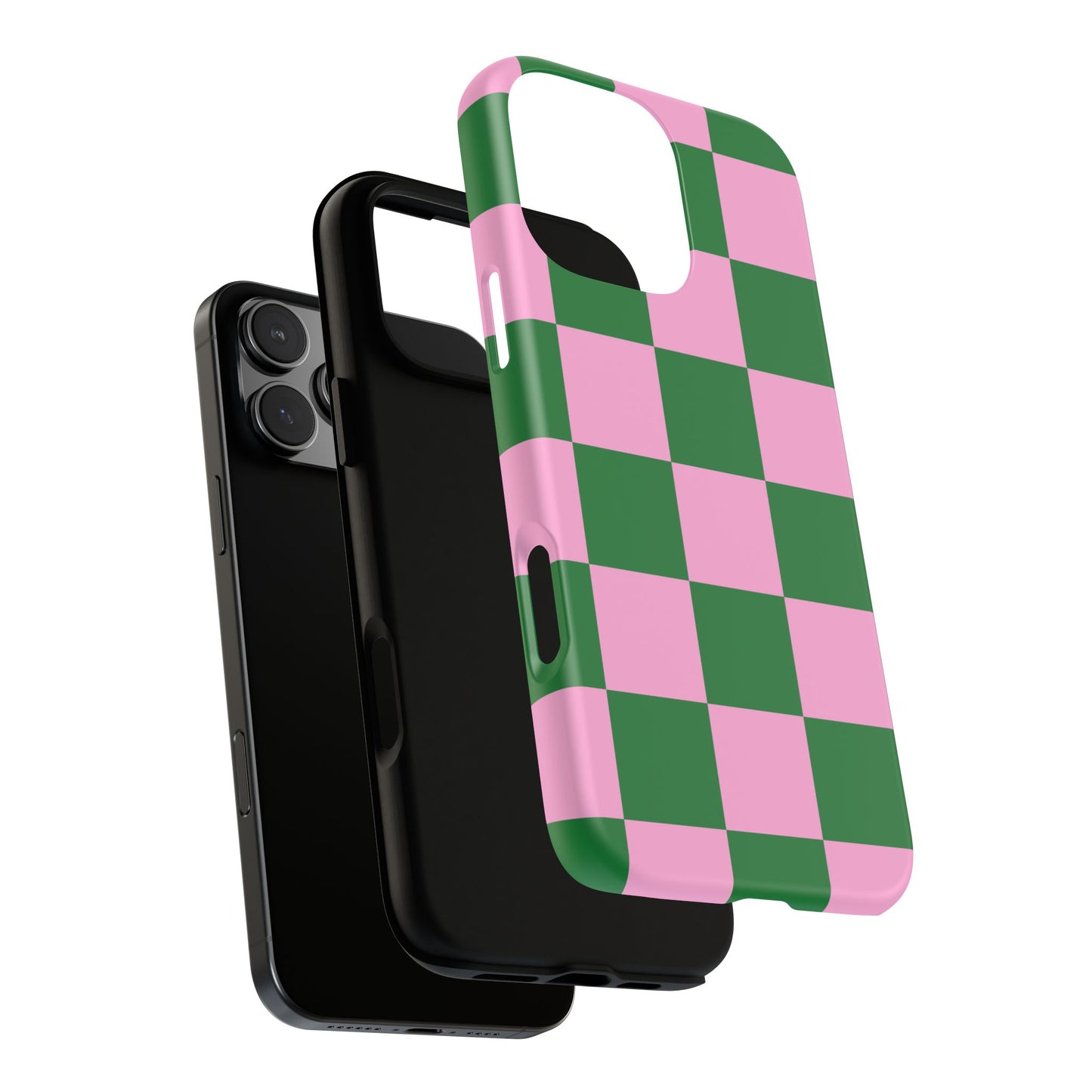 Pink Retro Checkered Phone Case – 90s Aesthetic, Vintage Grid Pattern for iPhone & Samsung - JGUS