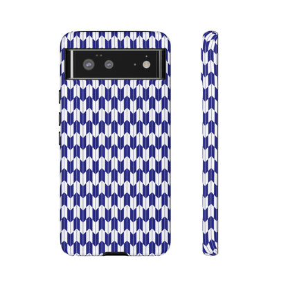 Navy Blue Geometric Phone Case for iPhone Samsung Pixel – Minimal Pattern Modern Aesthetic - JGUS