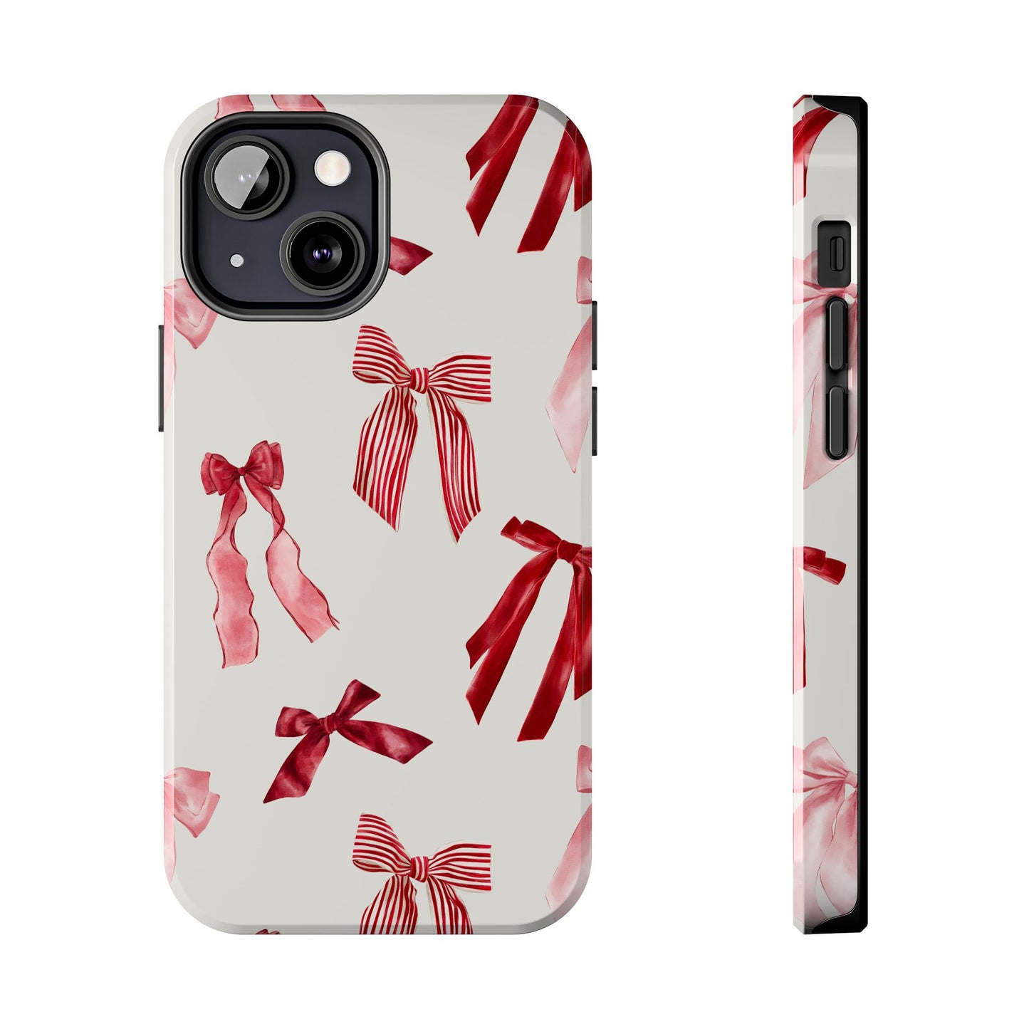 Burgundy Chic Bow Design Phone Case – Customizable, Dual-Layer Protection for iPhone & Samsung