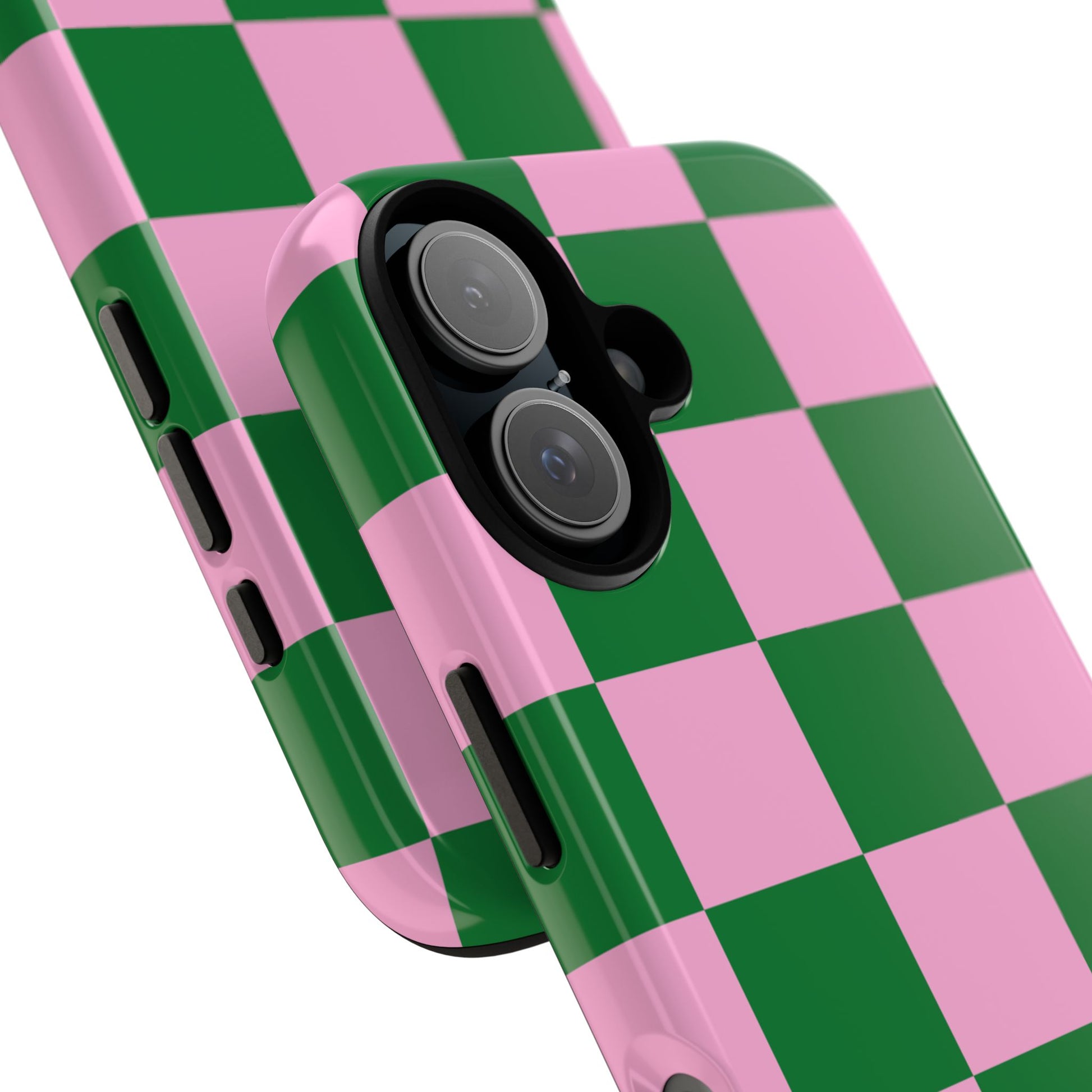 Pink Retro Checkered Phone Case – 90s Aesthetic, Vintage Grid Pattern for iPhone & Samsung - JGUS
