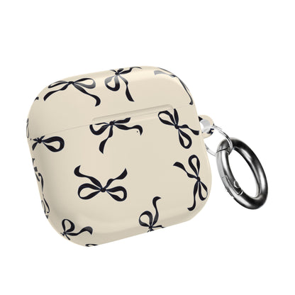 Beige and Black Bow Shockproof & Scratch-Resistant AirPods Case – Wireless Charging Compatible