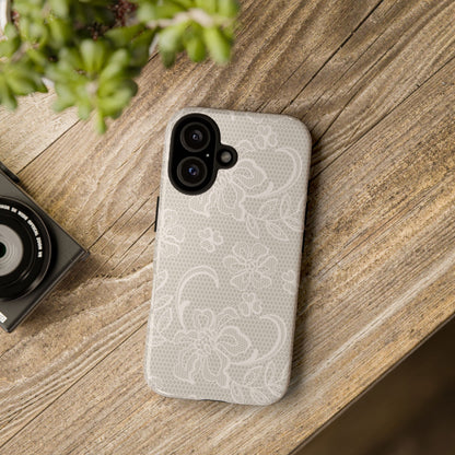 Lace Phone Case for iPhone Samsung Pixel – Cream Floral Elegant Aesthetic - JGUS