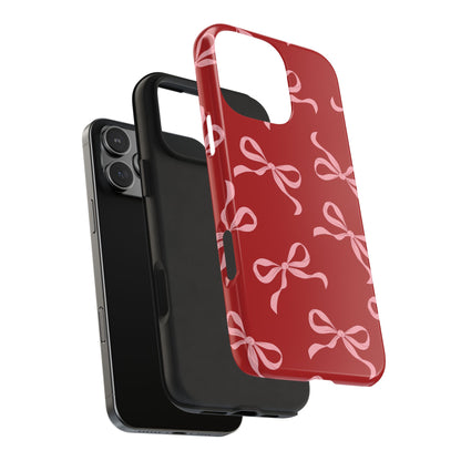 Pink Bows on Red Phone Case