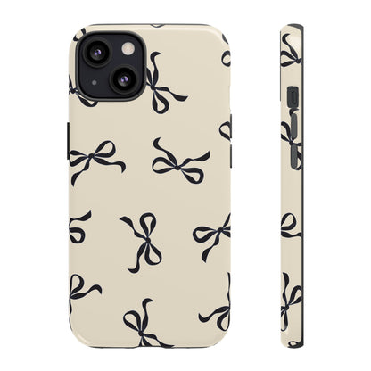 Beige and Black Bow Phone Case - JGUS