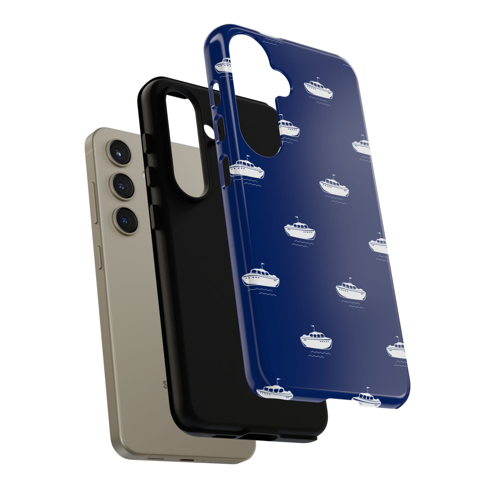 Blue Boat Phone Case – Calm Ocean Pattern for iPhone & Samsung, Durable & Stylish Protection - JGUS