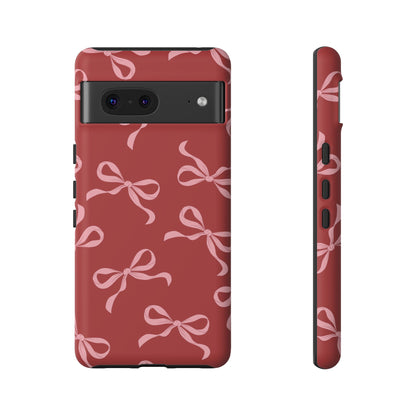 Pink Bows on Red Phone Case - JGUS
