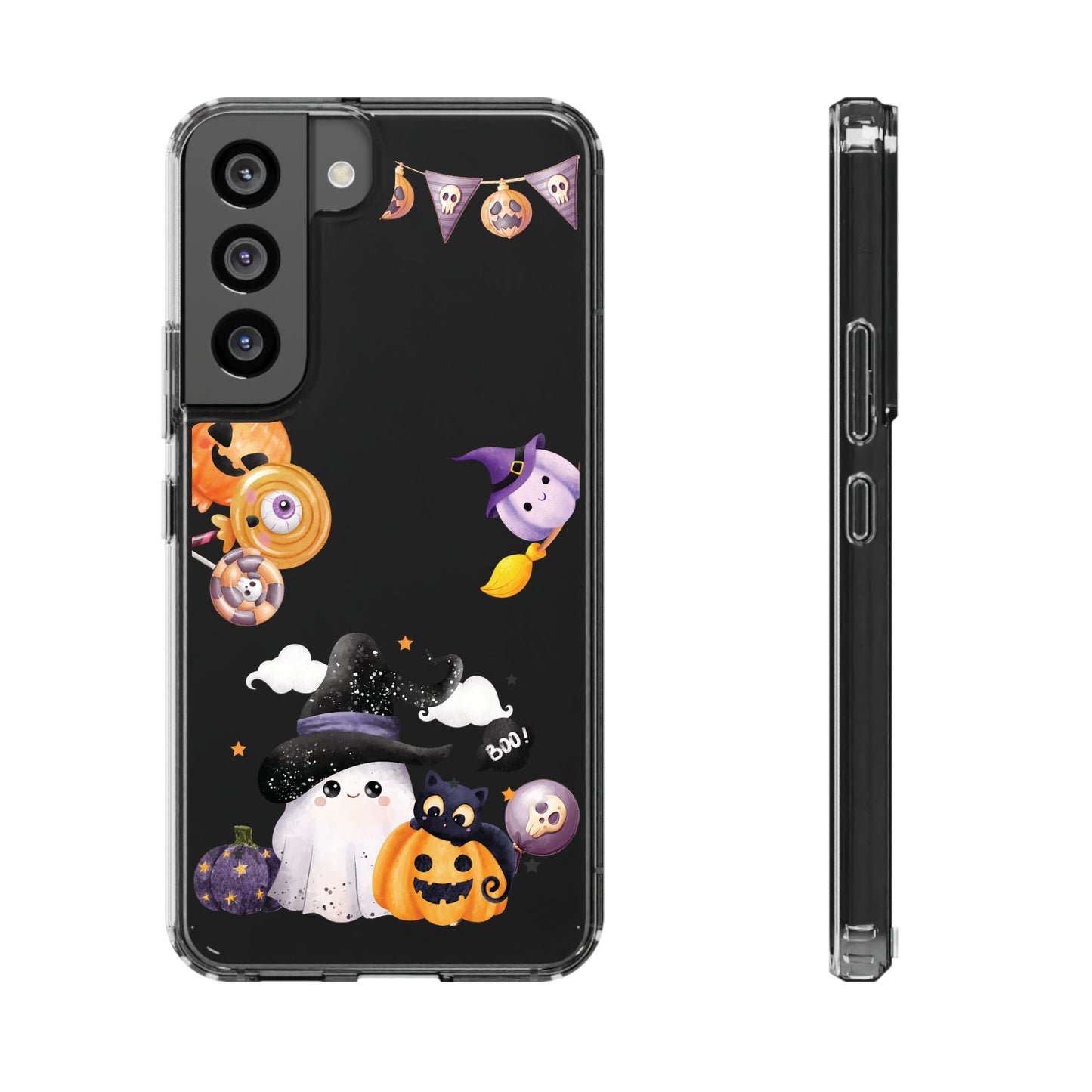 Halloween Clear Phone Case, Spooky Ghost iPhone 13 14 12 15 Pro Case, Trick or Treat Cover, Cute Halloween Gift