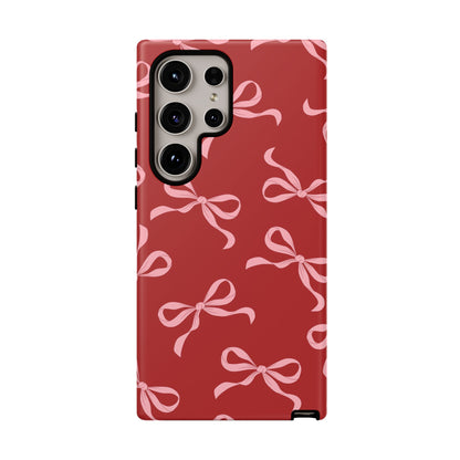 Pink Bows on Red Phone Case - JGUS
