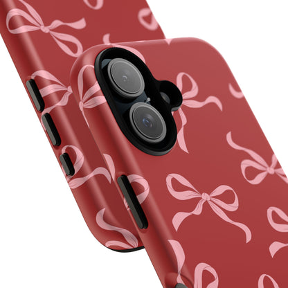 Pink Bows on Red Phone Case - JGUS