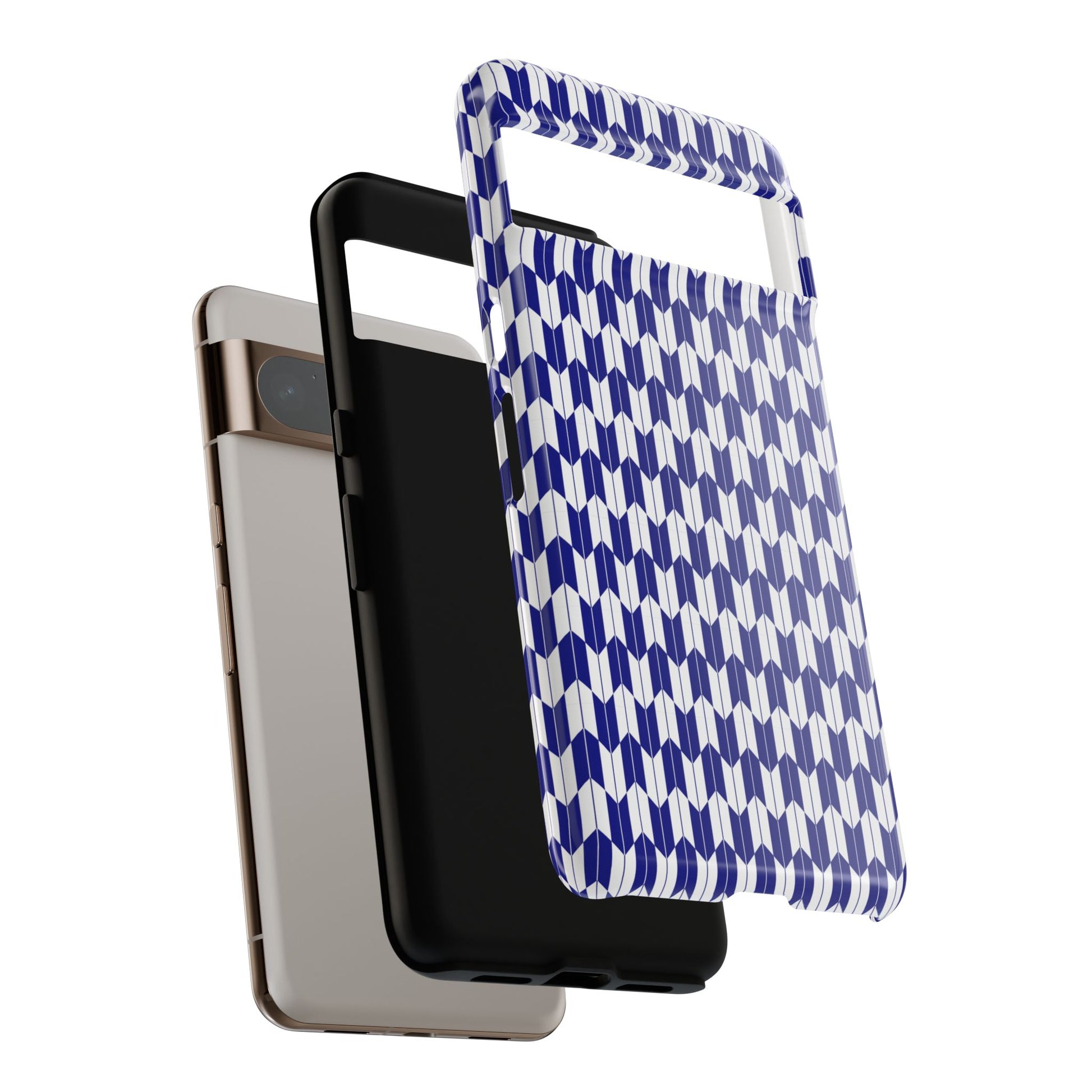 Navy Blue Geometric Phone Case for iPhone Samsung Pixel – Minimal Pattern Modern Aesthetic - JGUS