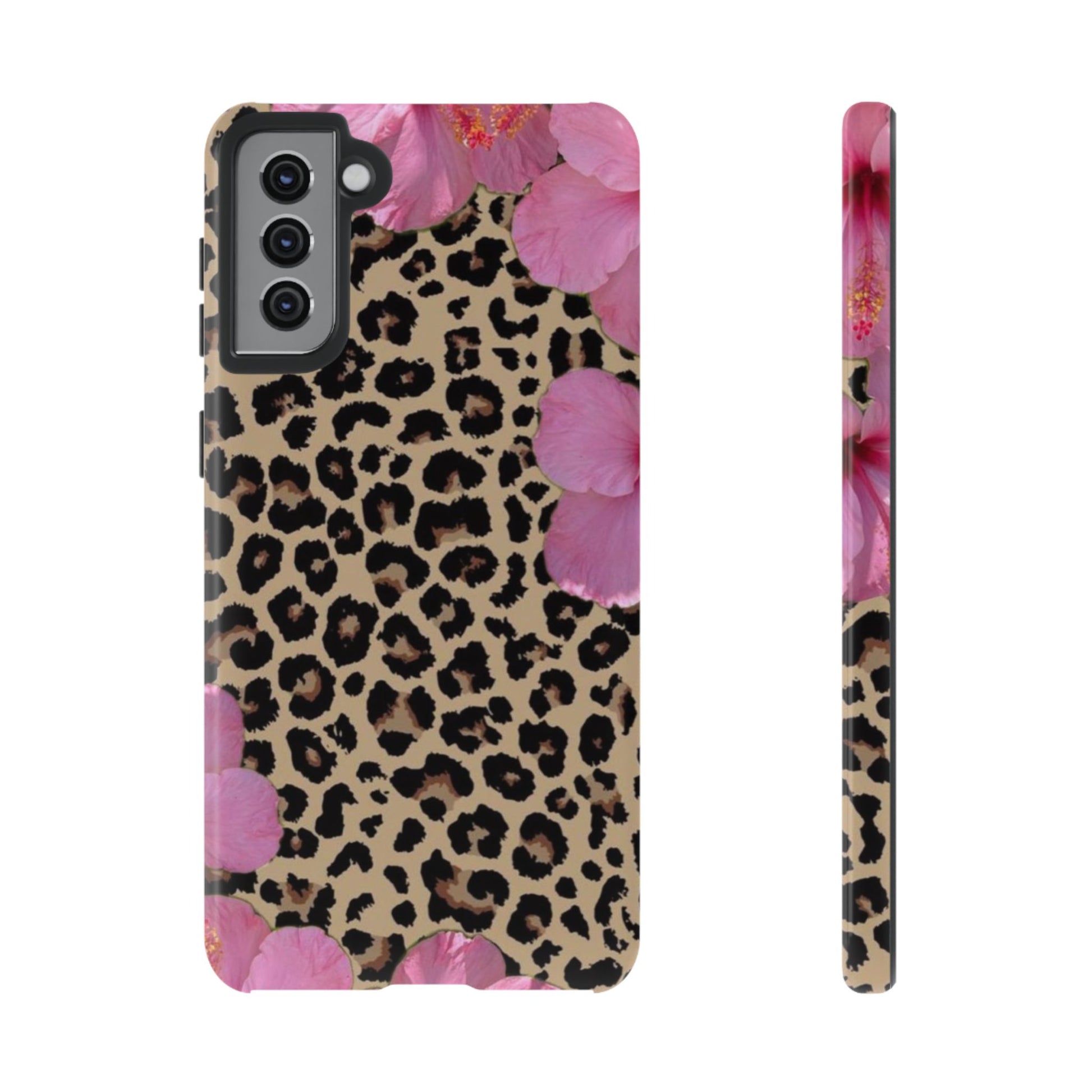Leopard Bloom Pink Floral Phone Case – Trendy Animal Print Case for iPhone & Samsung - JGUS