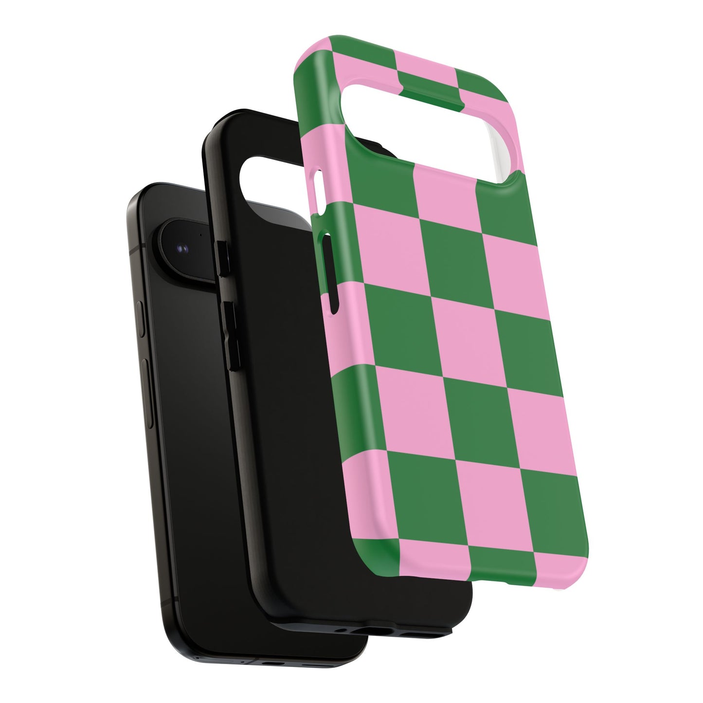 Pink Retro Checkered Phone Case – 90s Aesthetic, Vintage Grid Pattern for iPhone & Samsung - JGUS