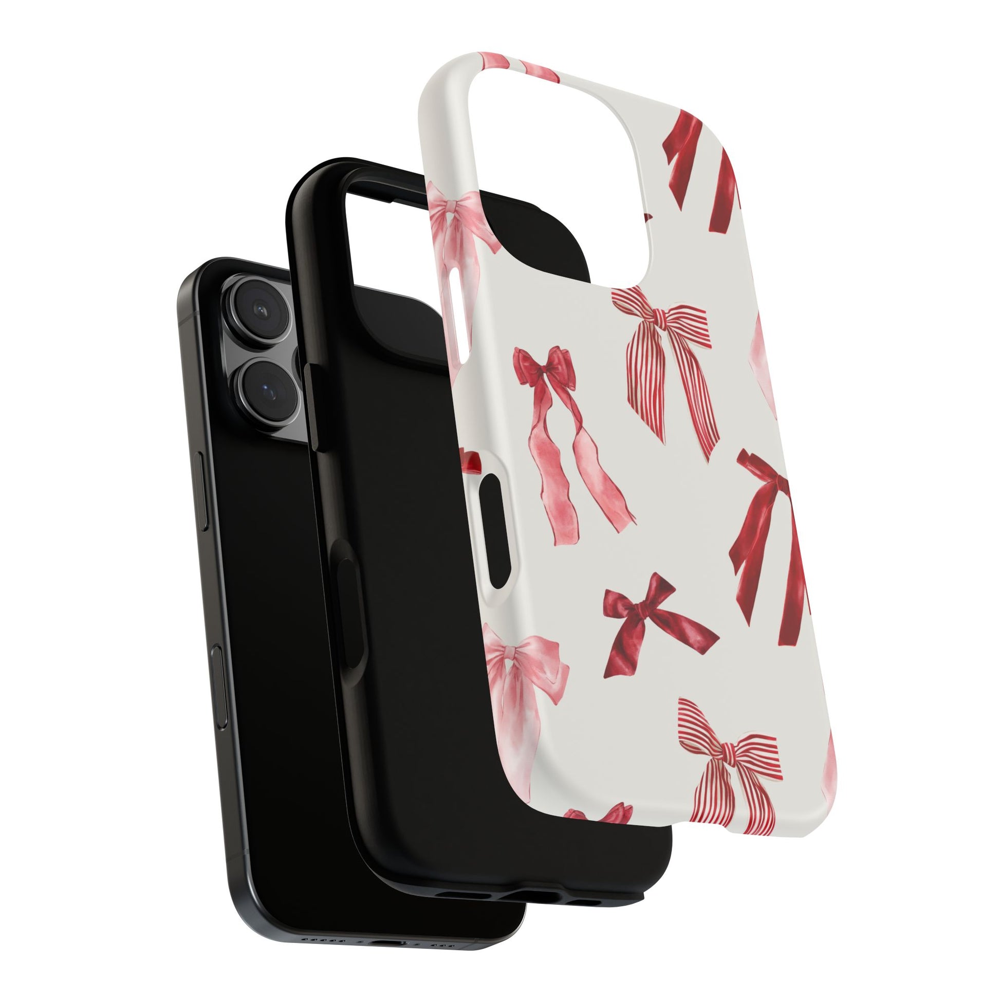Burgundy Chic Bow Design Phone Case - JGUS