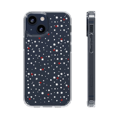 Snowy Hearts Clear Phone Case