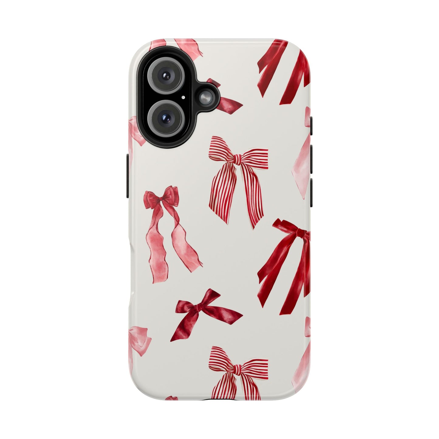 Burgundy Chic Bow Design Phone Case – Customizable, Dual-Layer Protection for iPhone & Samsung