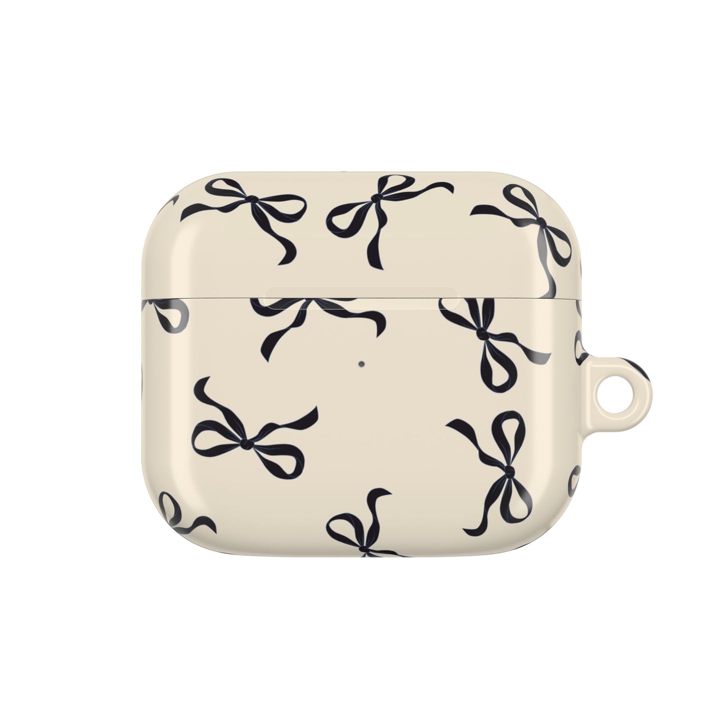 Beige and Black Bow Shockproof & Scratch-Resistant AirPods Case – Wireless Charging Compatible