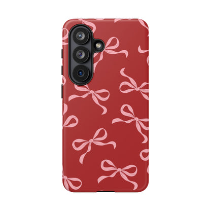 Pink Bows on Red Phone Case - JGUS