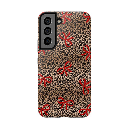 Bold Bow Leopard Print Phone Case – Aesthetic Protective Cover for iPhone & Samsung - Fashionable Animal Print Cover