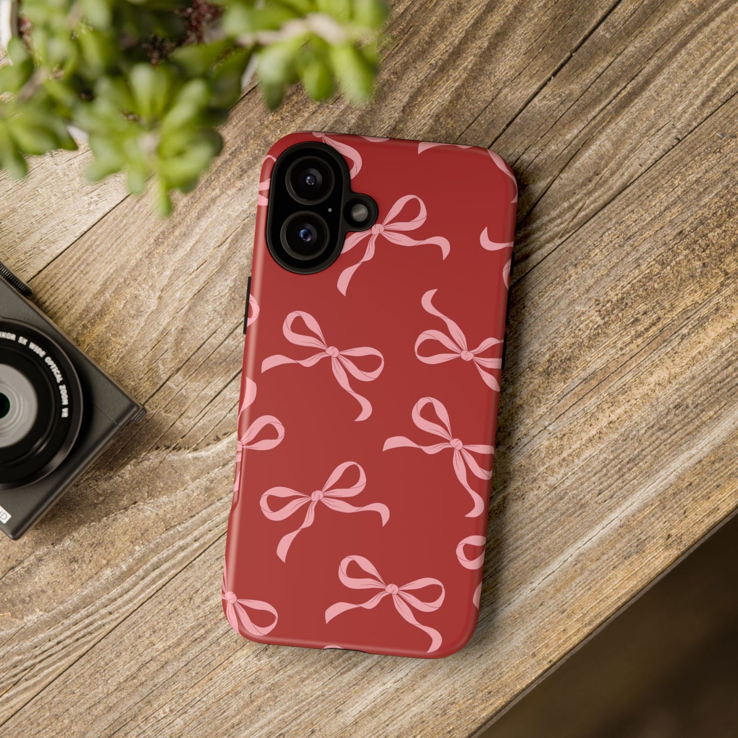 Pink Bows on Red Phone Case - JGUS
