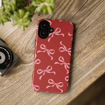 Pink Bows on Red Phone Case - JGUS
