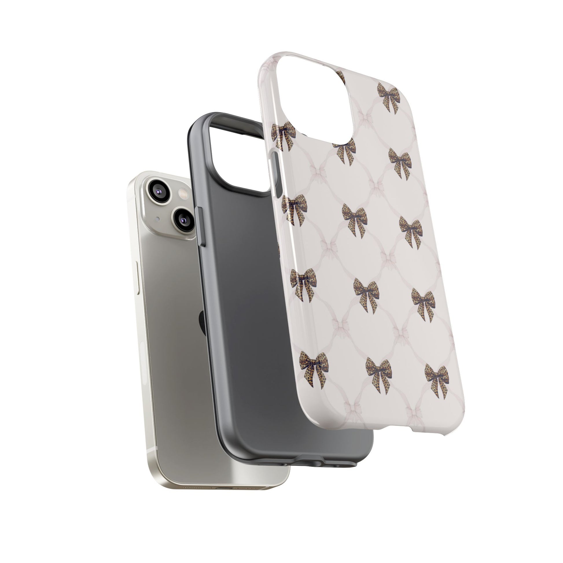 Chic Bow Pattern Phone Case | Elegant Clear Protective Case | Stylish iPhone & Samsung Cover - JGUS