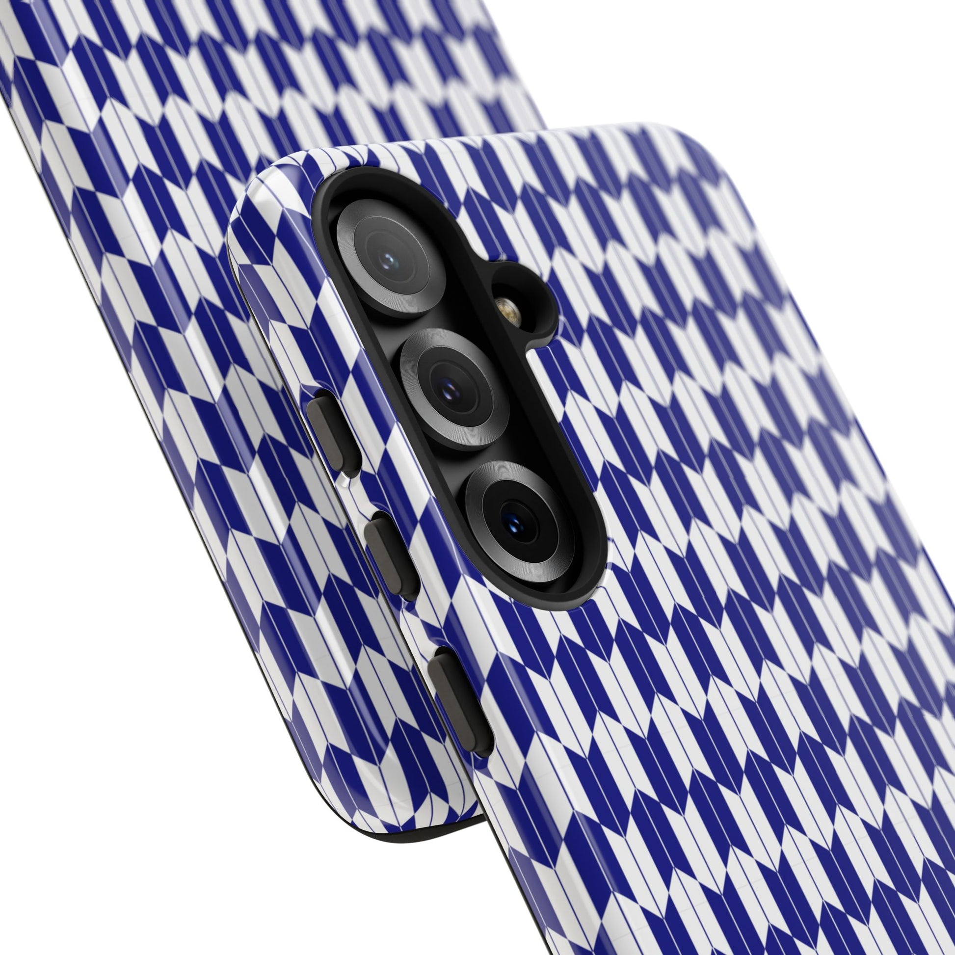 Navy Blue Geometric Phone Case for iPhone Samsung Pixel – Minimal Pattern Modern Aesthetic - JGUS