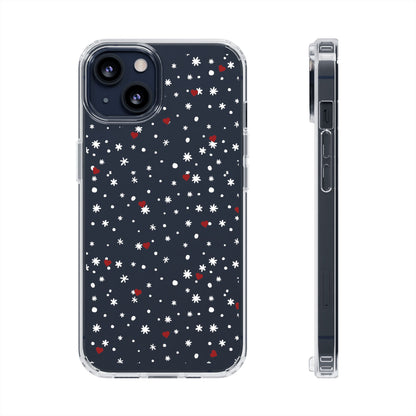 Snowy Hearts Clear Phone Case