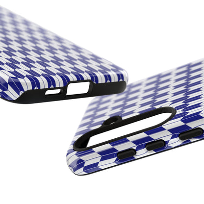 Navy Blue Geometric Phone Case for iPhone Samsung Pixel – Minimal Pattern Modern Aesthetic - JGUS