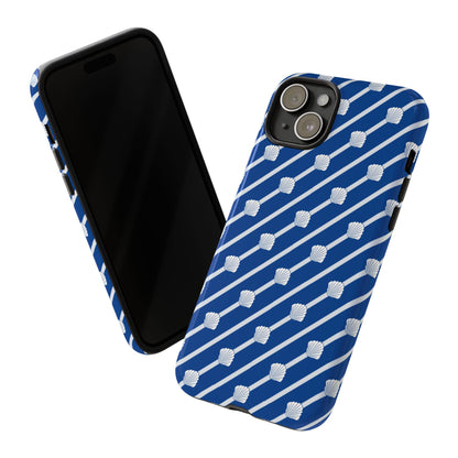 Navy Blue Seashell Phone Case for iPhone Samsung Pixel – Nautical Coastal Stripe Aesthetic - JGUS