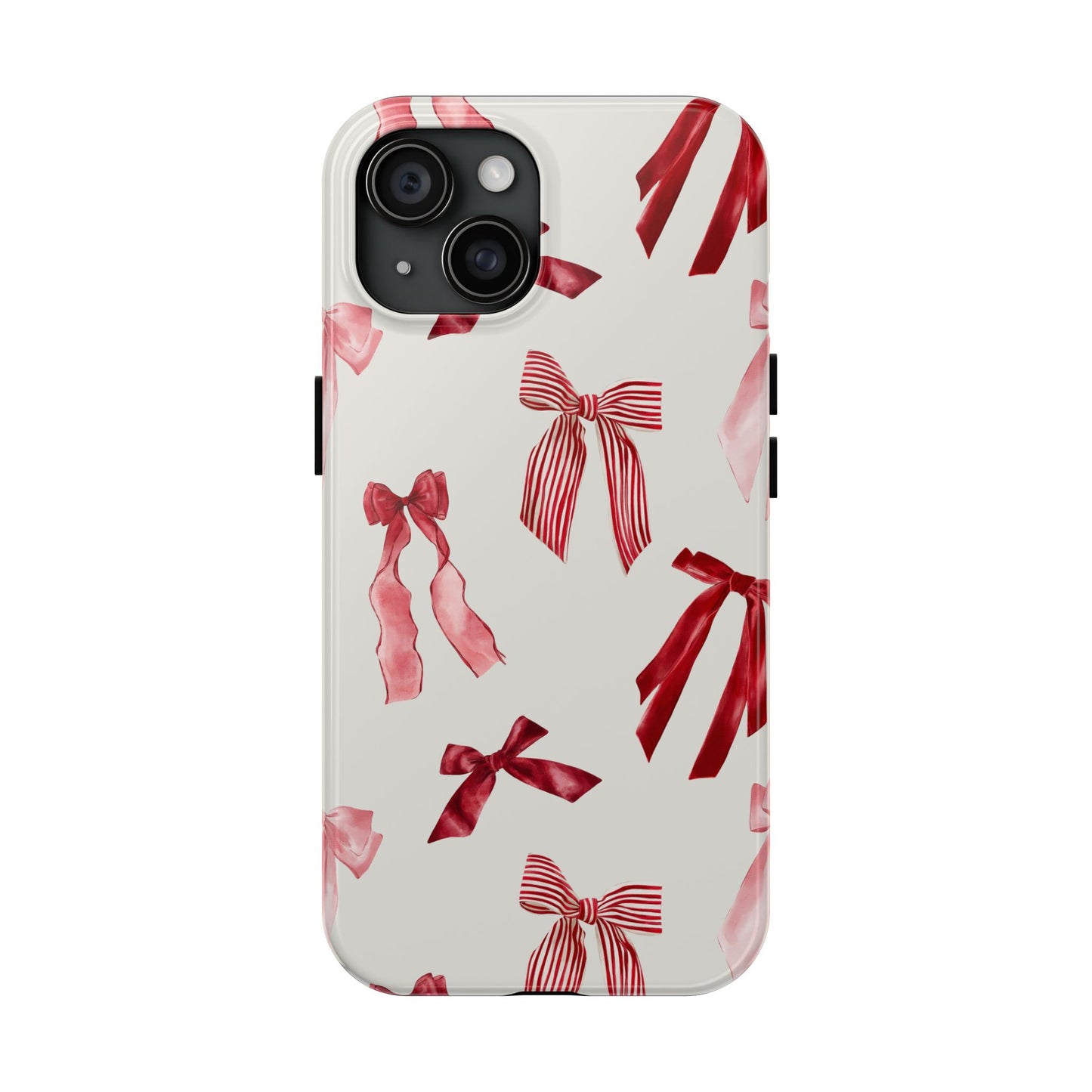 Burgundy Chic Bow Design Phone Case – Customizable, Dual-Layer Protection for iPhone & Samsung