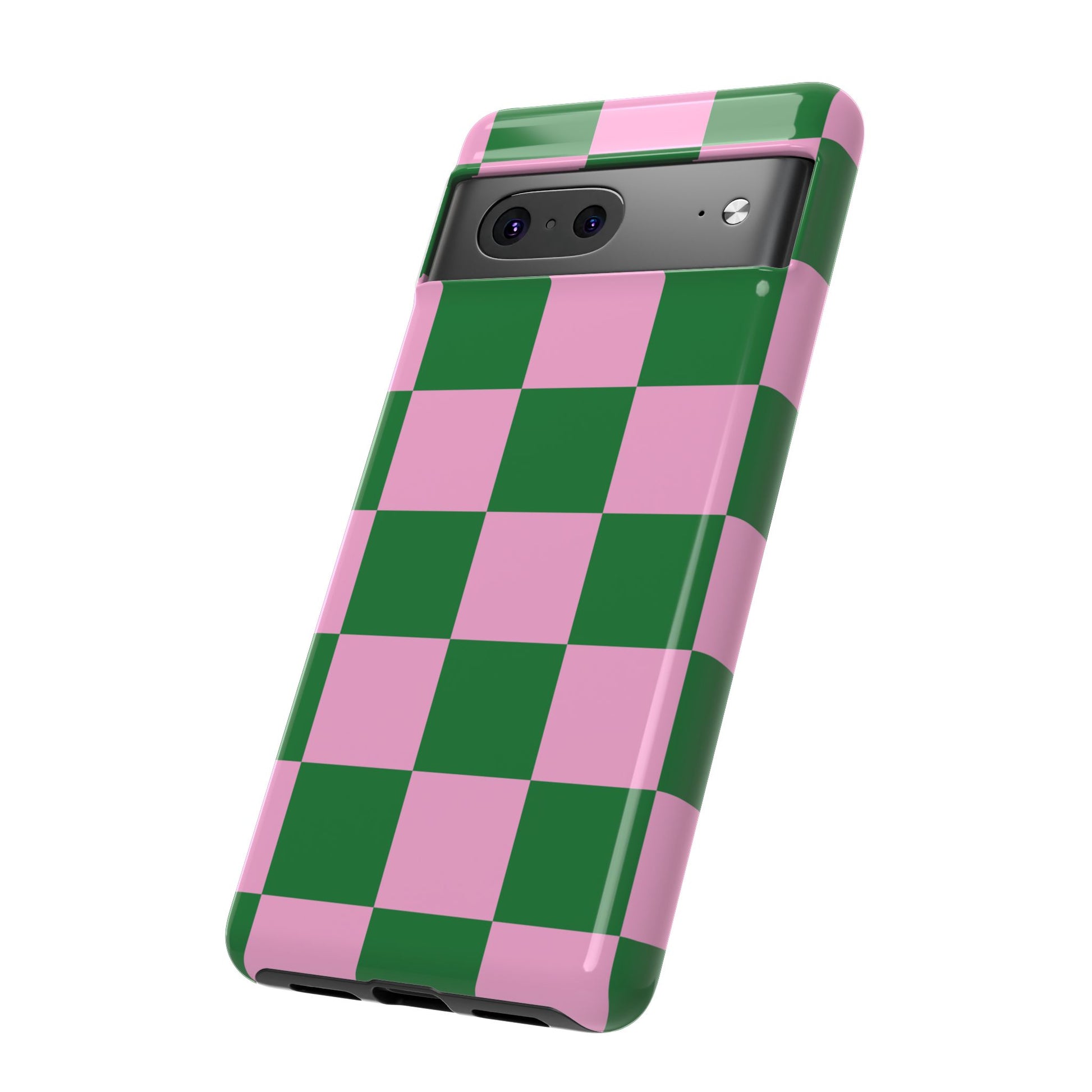 Pink Retro Checkered Phone Case – 90s Aesthetic, Vintage Grid Pattern for iPhone & Samsung - JGUS